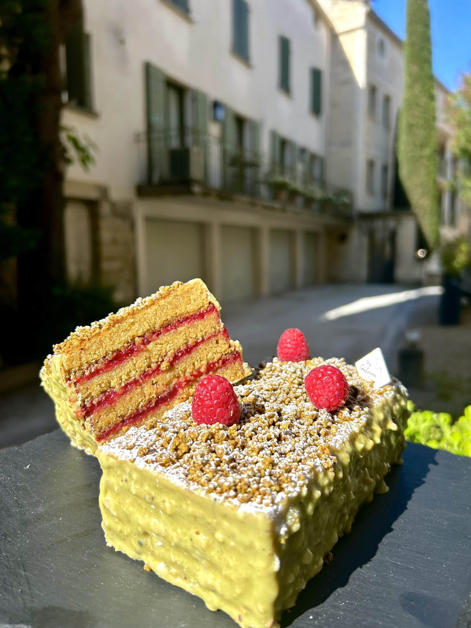 Cake Pistaches Framboises sans gluten